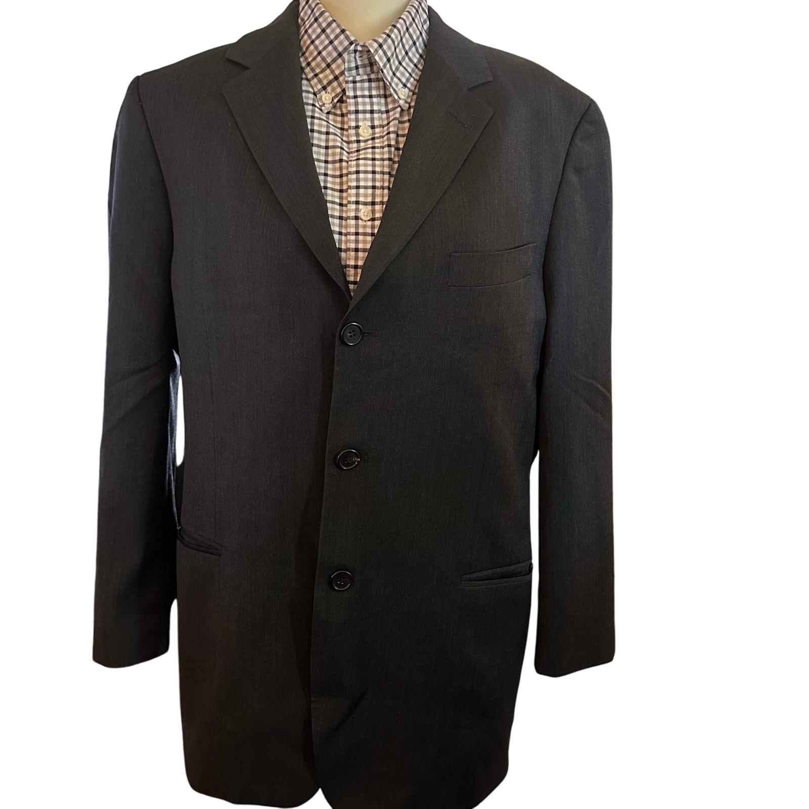 Hugo Boss Vintage Three Button Blazer, Charcoal, 100% Virgin Wool, Men's 44r